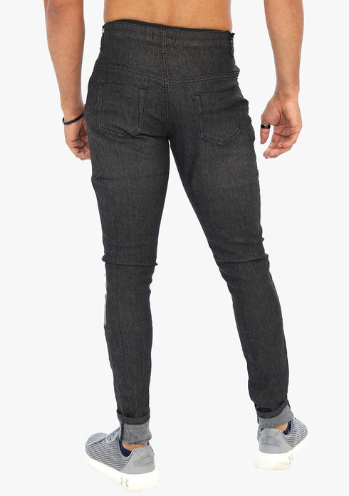 Men's AQ Ripped Skinny Fit Black Stretch Jean "Hamptons"