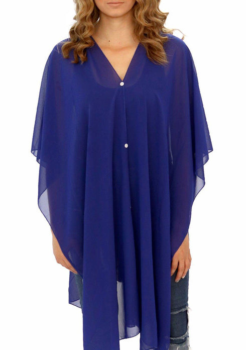 Women's Chiffon Kaftan Tunic - Deep Sea Blue "Hawaii"