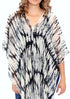 Women’s Chiffon Print Kaftan Tunic - White and Black Tie-Dye "India"