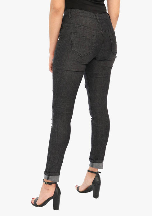 Women’s AQ Ripped Skinny Fit Black Stretch Jean "Madison Avenue"