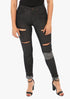 Women’s AQ Ripped Skinny Fit Black Stretch Jean "Madison Avenue"