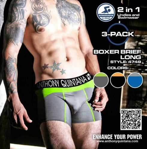 Men's AQ Hybrid Collection Surf Boxer Briefs, Classic – 3-Pack