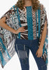 Women's Chiffon Print Kaftan Tunic - Teal and Chocolate "Monaco"
