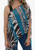 Women's Chiffon Print Kaftan Tunic - Teal and Chocolate "Monaco"
