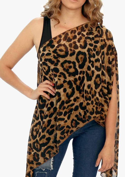 Women's Chiffon Print Kaftan Tunic - Leopard "Nepal"