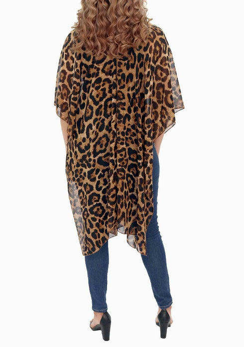 Women's Chiffon Print Kaftan Tunic - Leopard "Nepal"