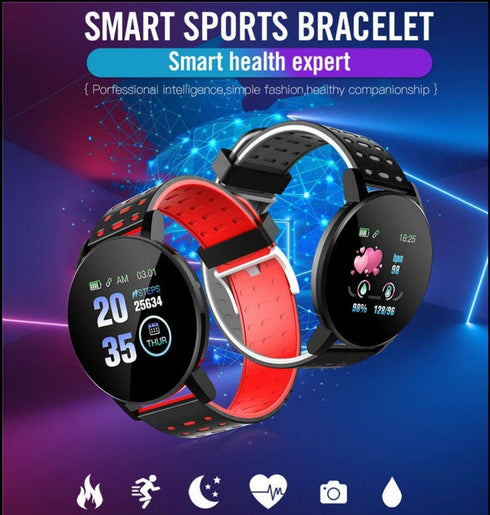 AQ Smart Watch & Health Tracker - Nautical Red