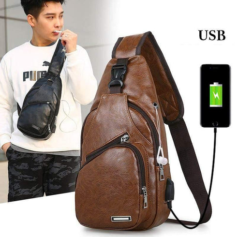 Men's 3D Fashion Shoulder Sling Back Pack - Black