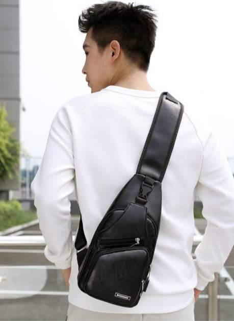 Men's 3D Fashion Shoulder Sling Back Pack - Black