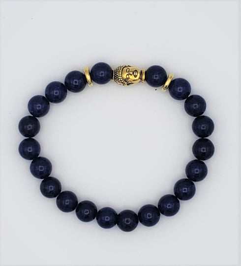 Mens Genuine Blue Lapislazuli Beaded  Stone  Bracelets Lava Rock Stone Beads Aromateraphy