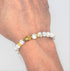 Mens Genuine Beaded White Turquoise  Bracelets Lava Rock Stone Beads Aromateraphy