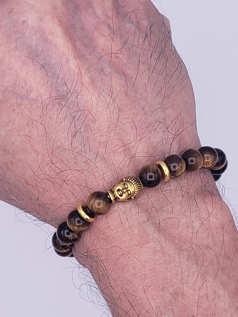 Mens Genuine Tiger Eye Beaded Bracelets Lava Rock Stone Beads Aromateraphy