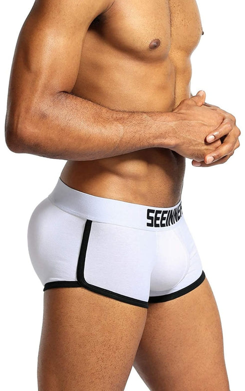 Men's AQ Padded Butts Up White Boxer Brief