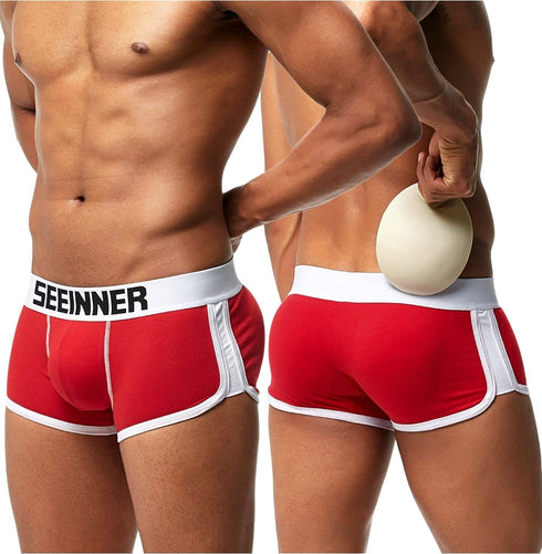 Men's AQ Padded Butts Up White Boxer Brief