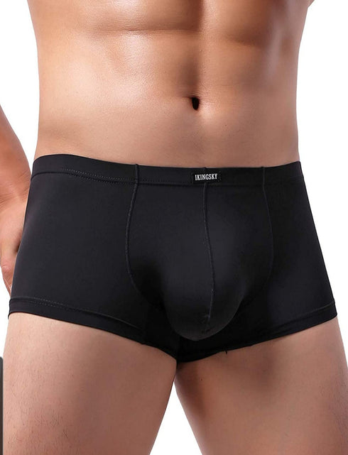 Black IK Hot Pants Sexy  Enhancer Boxer Brief Underwear, Breathable, with Enhancer front pouch ONE PACK