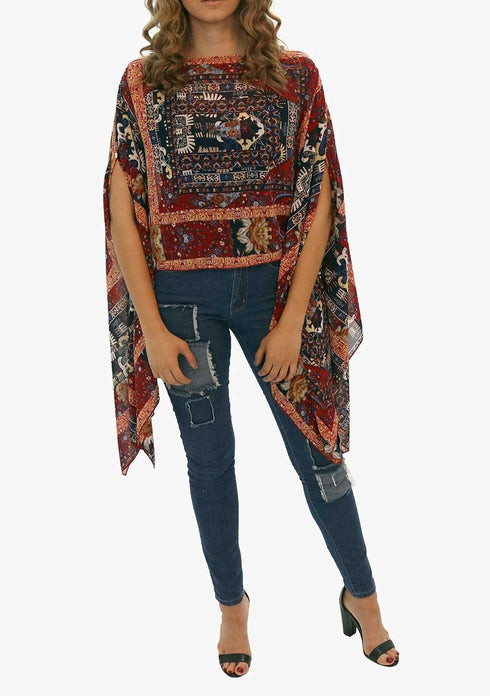 Women’s Chiffon Print Kaftan Tunic - Tribal "Morocco"