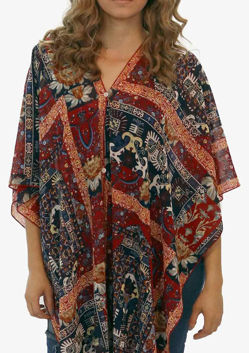 Women’s Chiffon Print Kaftan Tunic - Tribal "Morocco"